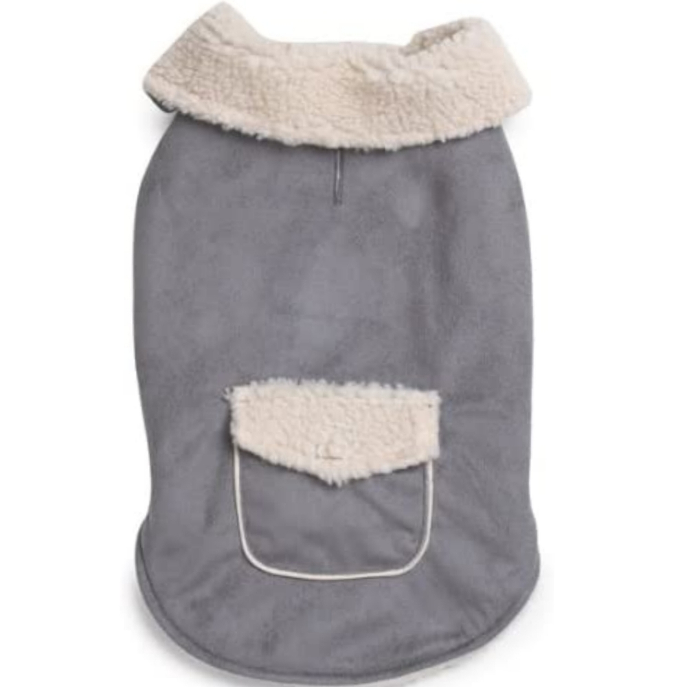 NWT Classic Sherpa Jacket Gray Suede Like